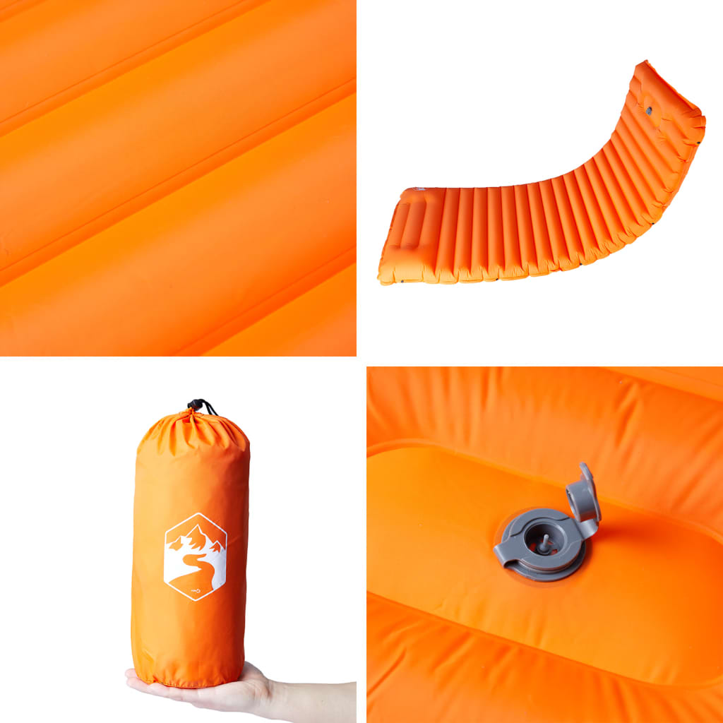 Selbstaufblasende Isomatte mit Kissen Orange