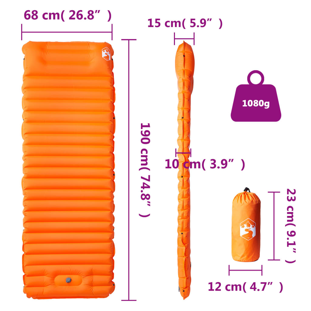 Matelas autogonflant avec coussin orange