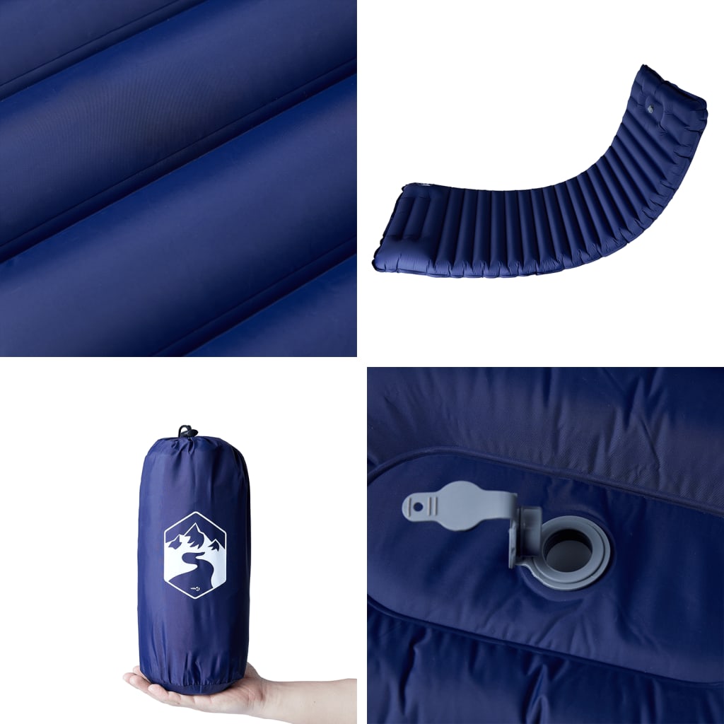 Matelas autogonflant avec oreiller bleu marine