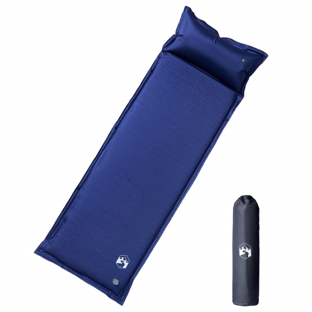 Matelas autogonflant avec oreiller bleu marine