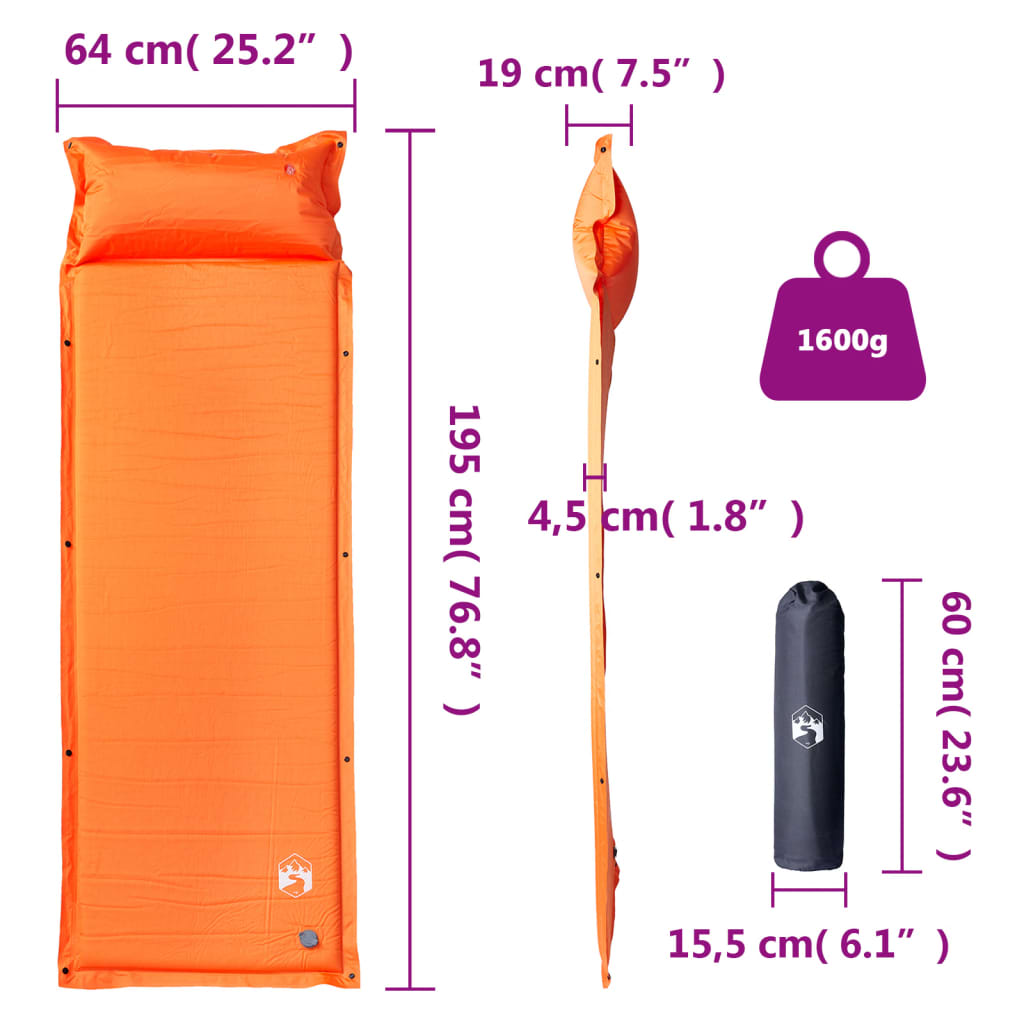 Matelas autogonflant avec coussin orange