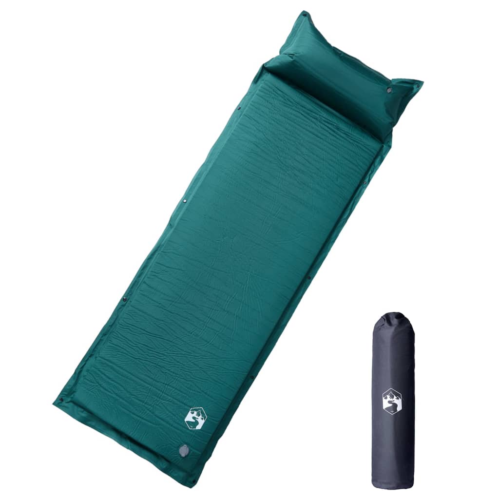 Matelas autogonflant avec coussin vert