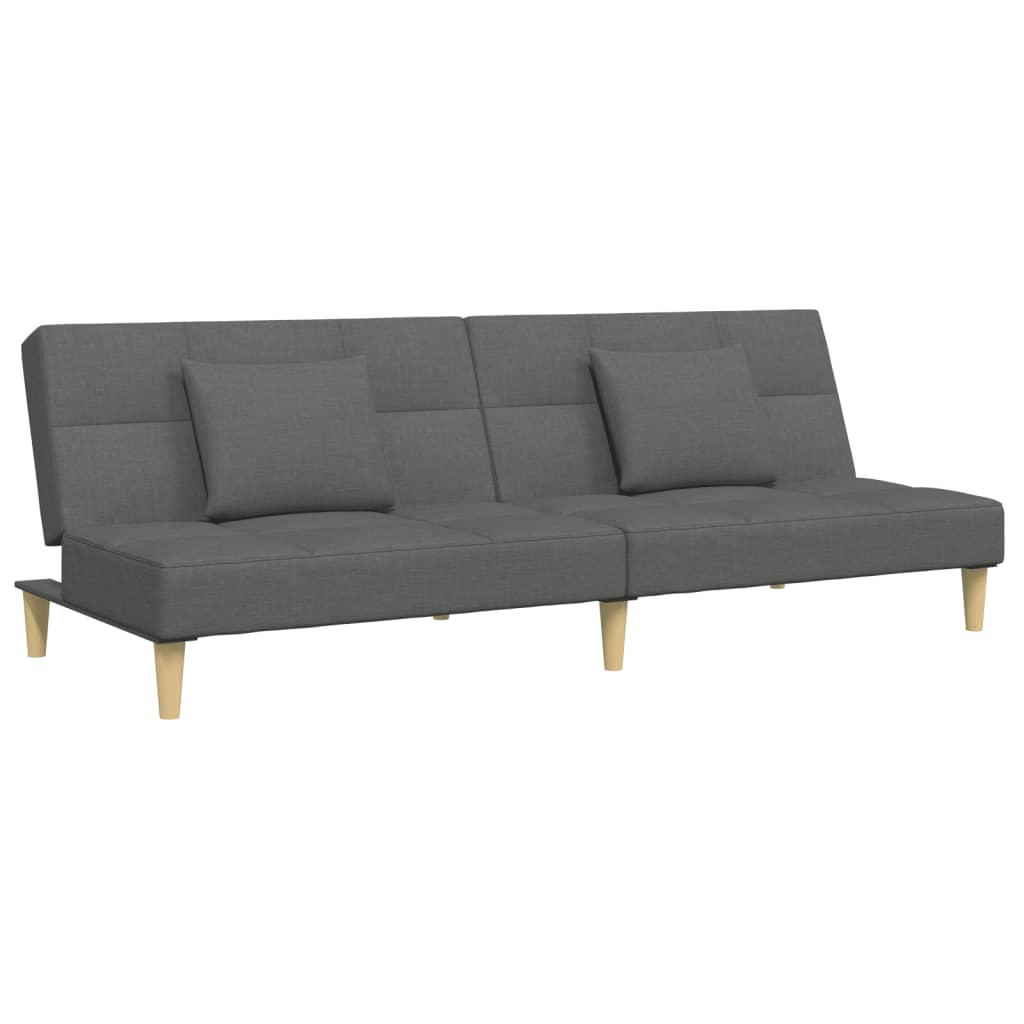 Schlafsofa 2-Sitzer mit Fußhocker Dunkelgrau Stoff
