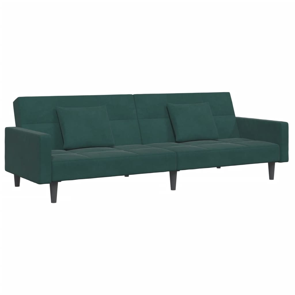 Schlafsofa 2-Sitzer mit Fußhocker Dunkelgrün Samt