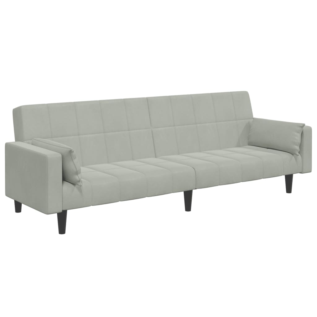 Schlafsofa 2-Sitzer mit Fußhocker Hellgrau Samt