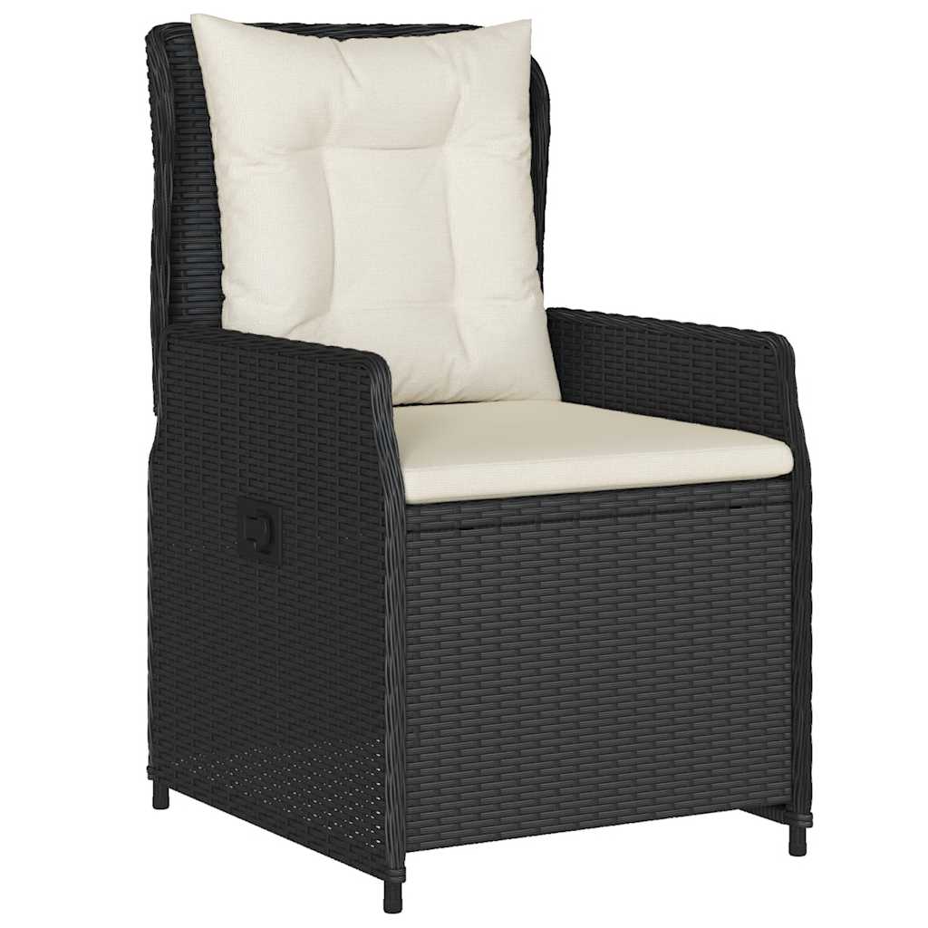 3-tlg. Garten-Essgruppe mit Kissen Schwarz Poly Rattan