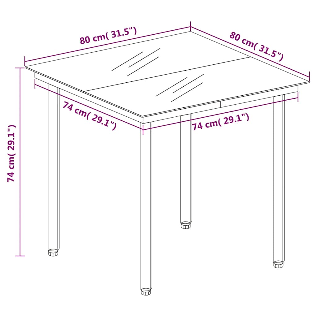 3-tlg. Garten-Essgruppe mit Kissen Schwarz Poly Rattan