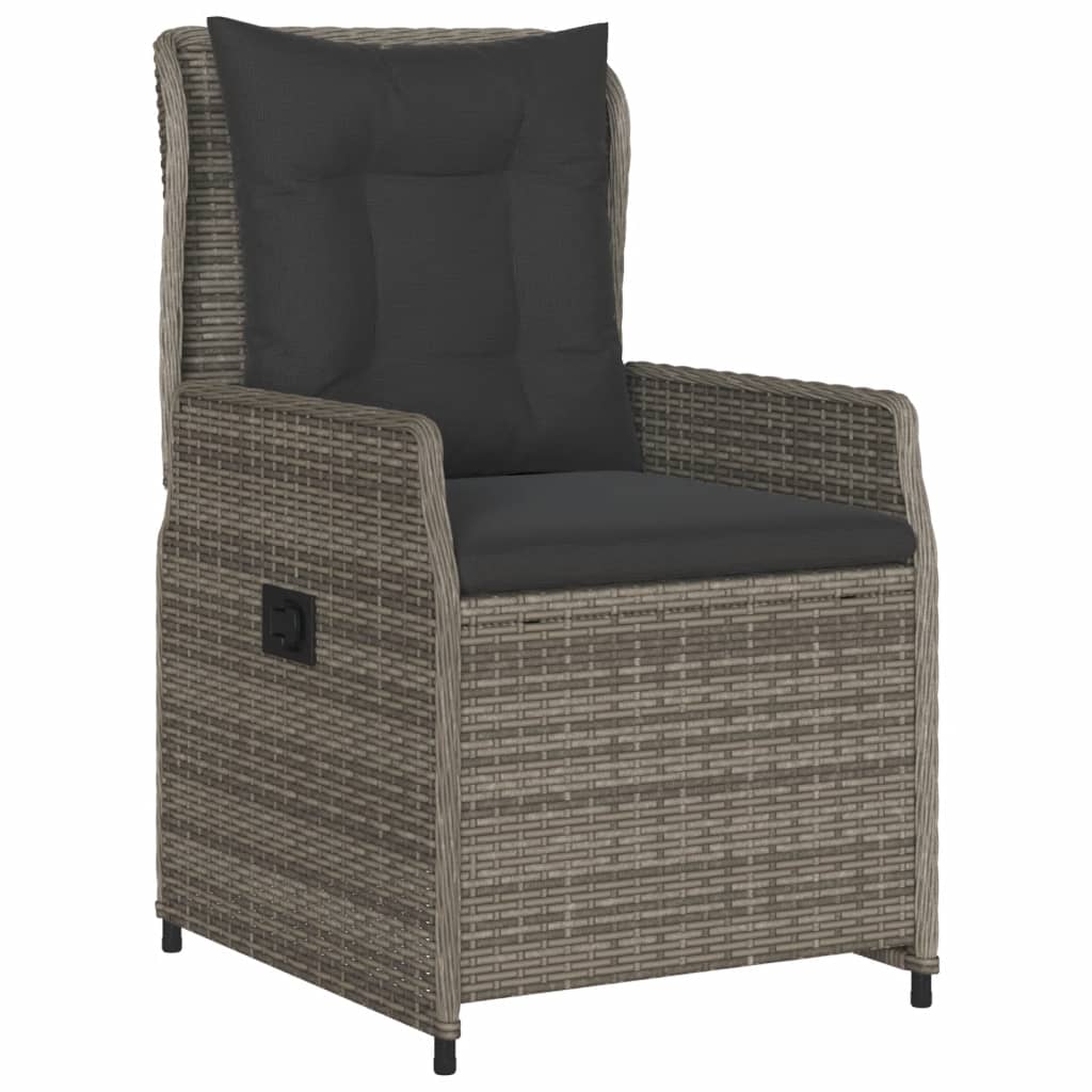 3-tlg. Garten-Essgruppe mit Kissen Grau Poly Rattan