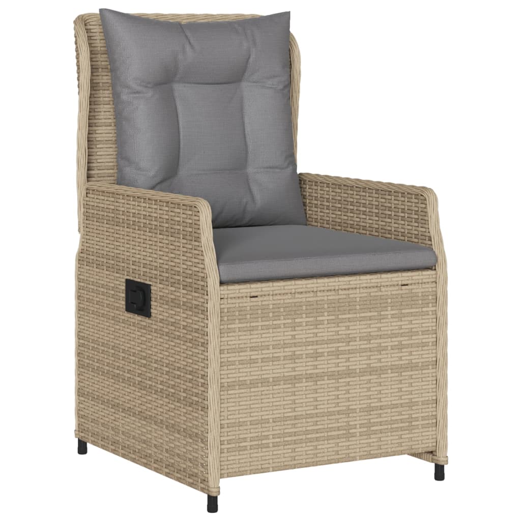3-tlg. Garten-Essgruppe mit Kissen Beige Poly Rattan