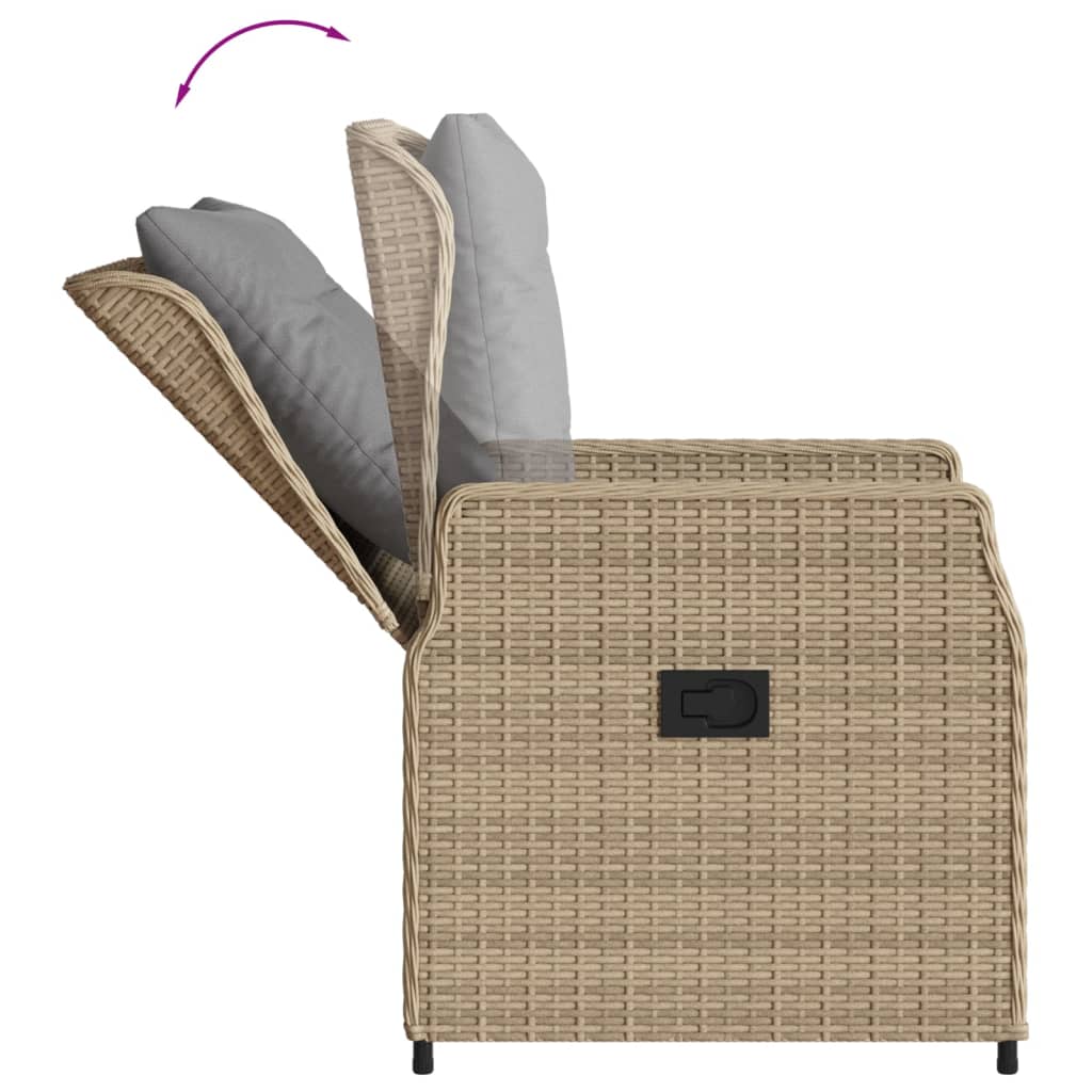 3-tlg. Garten-Essgruppe mit Kissen Beige Poly Rattan