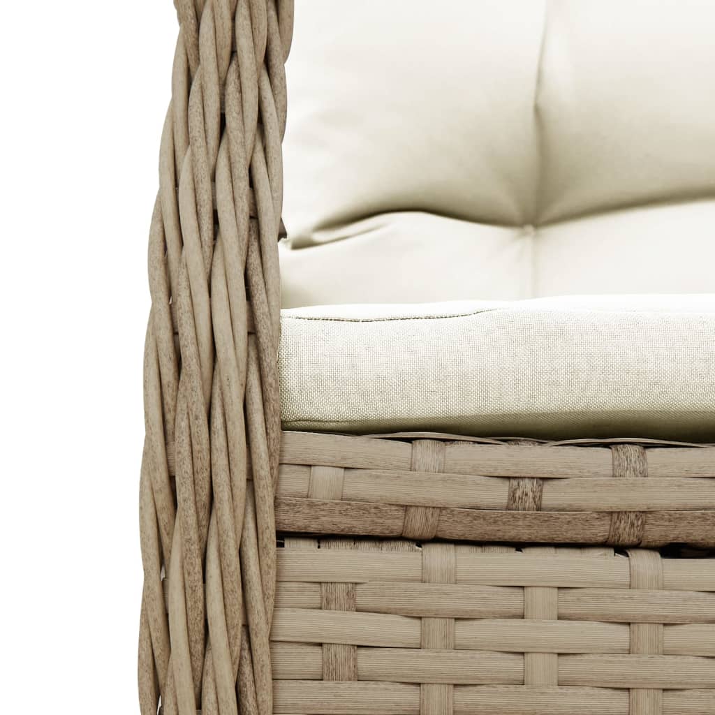 3-tlg. Garten-Essgruppe mit Kissen Beige Poly Rattan