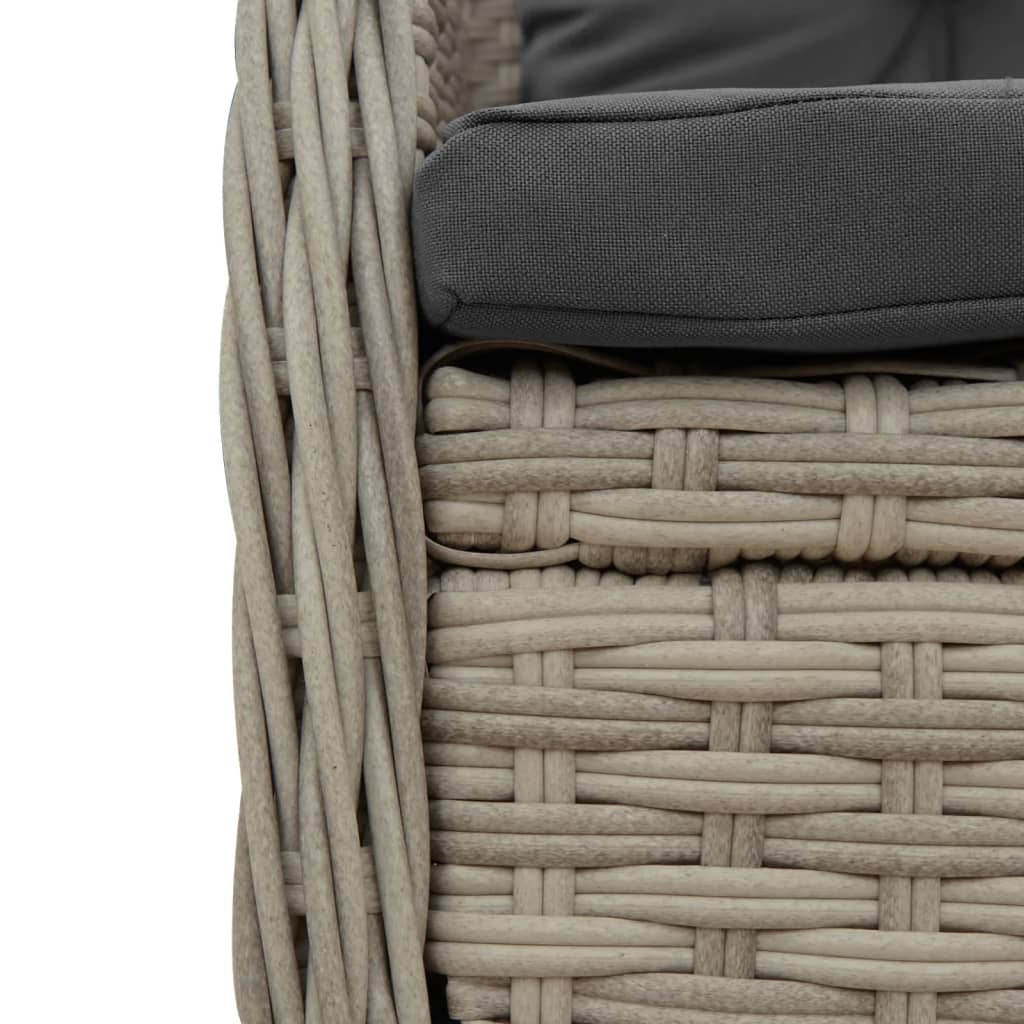 5-tlg. Garten-Essgruppe mit Kissen Hellgrau Poly Rattan