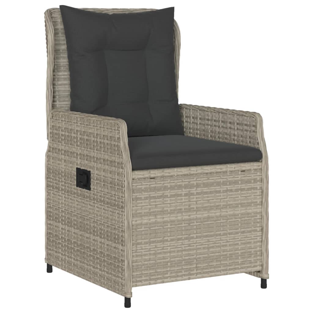5-tlg. Garten-Essgruppe mit Kissen Hellgrau Poly Rattan