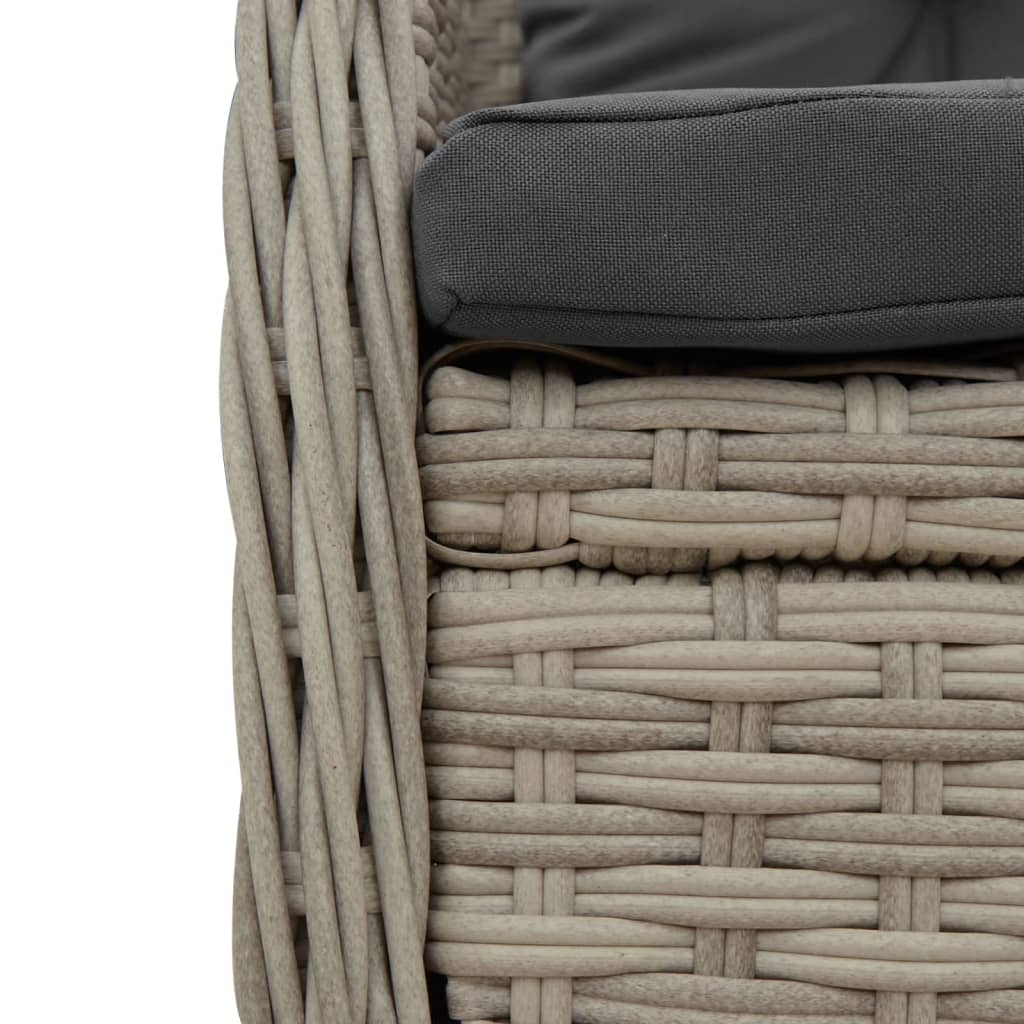 5-tlg. Garten-Essgruppe mit Kissen Hellgrau Poly Rattan