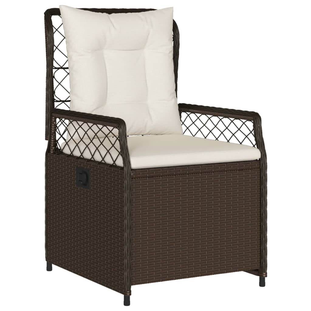 3-tlg. Garten-Essgruppe mit Kissen Braun Poly Rattan