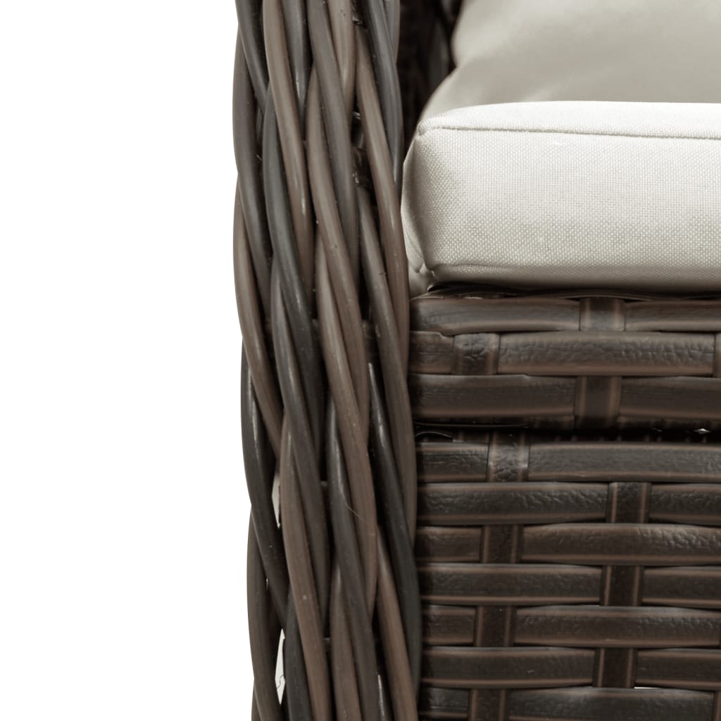 3-tlg. Garten-Essgruppe mit Kissen Braun Poly Rattan