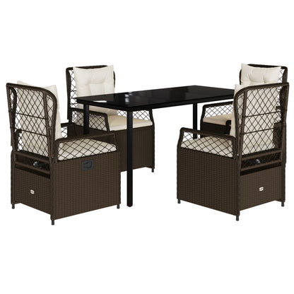 5-tlg. Garten-Essgruppe mit Kissen Braun Poly Rattan