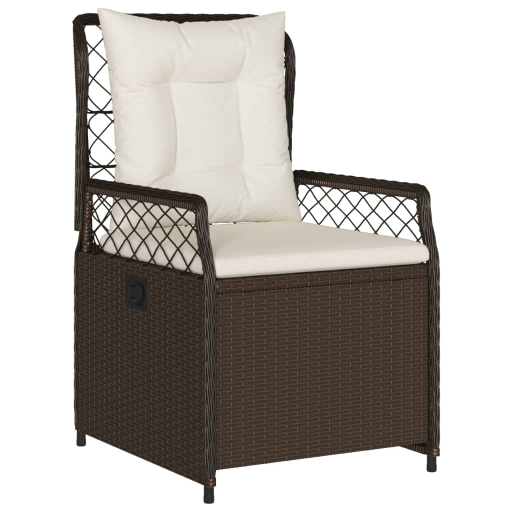 5-tlg. Garten-Essgruppe mit Kissen Braun Poly Rattan