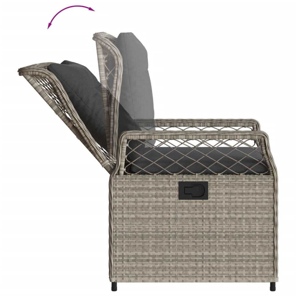 3-tlg. Garten-Essgruppe mit Kissen Hellgrau Poly Rattan
