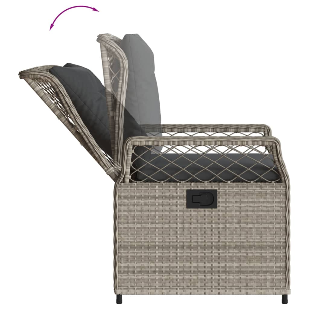 3-tlg. Garten-Essgruppe mit Kissen Hellgrau Poly Rattan