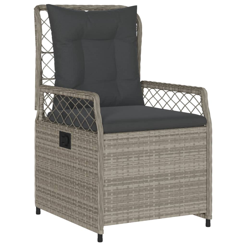 5-tlg. Garten-Essgruppe mit Kissen Hellgrau Poly Rattan