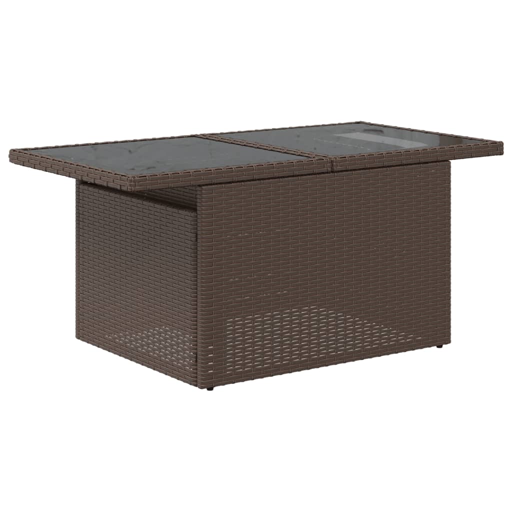 7-teiliges Gartensofa-Set mit Kissen, braun, Polyrattan