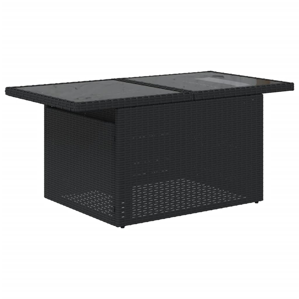 8-teiliges Gartensofa-Set mit Kissen, schwarzes Polyrattan