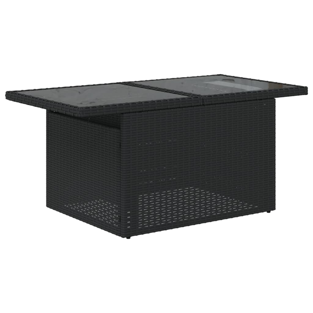 6-teiliges Gartensofa-Set mit Kissen, schwarzes Polyrattan