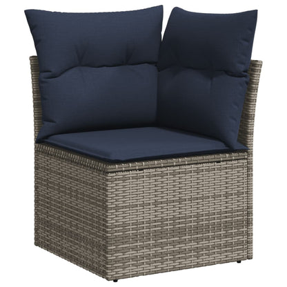6-teiliges Gartensofa-Set mit Kissen, grau, Polyrattan