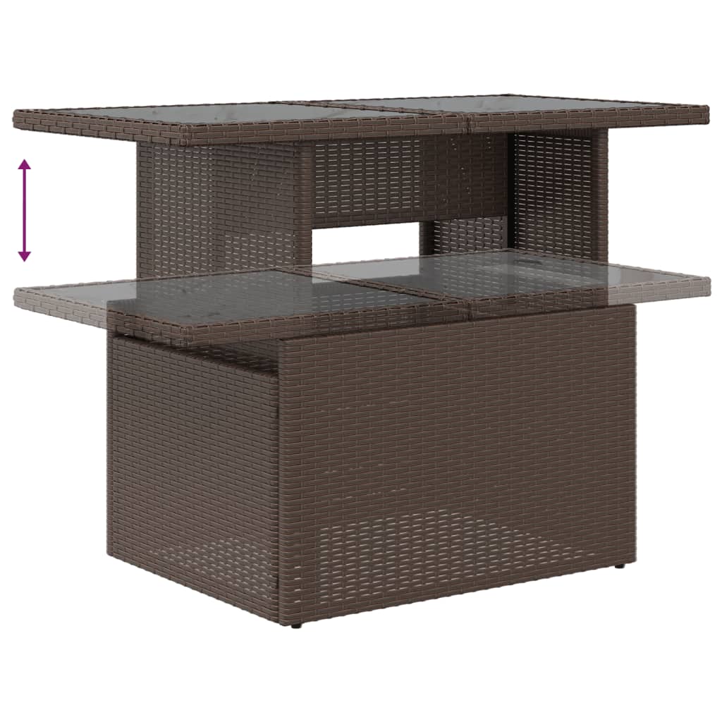 6-teiliges Gartensofa-Set mit Kissen, braun, Polyrattan