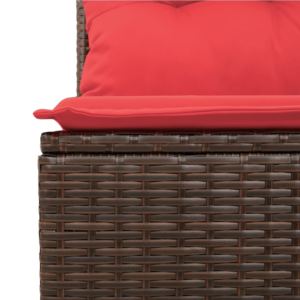 6-teiliges Gartensofa-Set mit Kissen, braun, Polyrattan