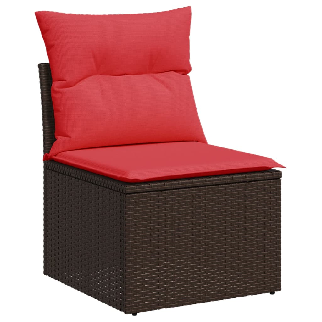 7-teiliges Gartensofa-Set mit Kissen, braun, Polyrattan