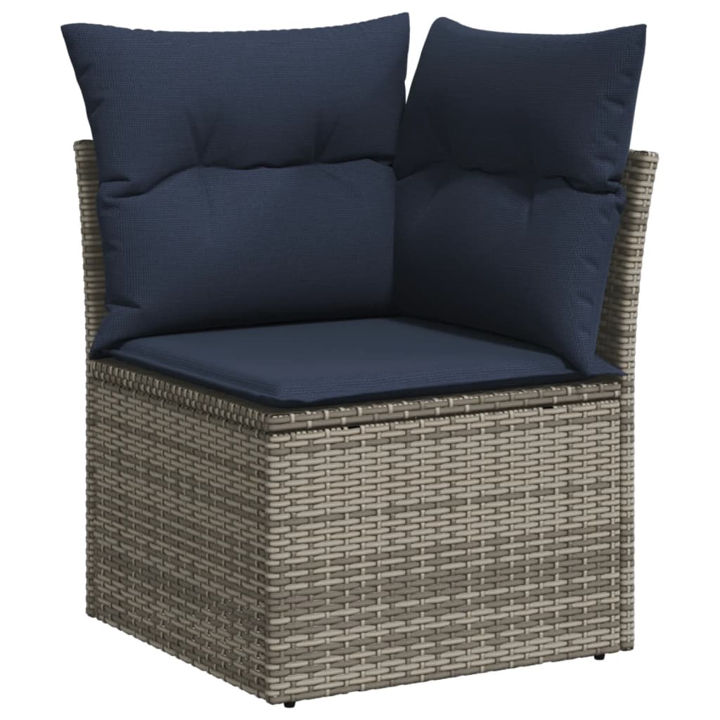 7-teiliges Gartensofa-Set mit Kissen, grau, Polyrattan