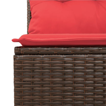 7-teiliges Gartensofa-Set mit Kissen, braun, Polyrattan