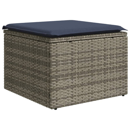 8-teiliges Gartensofa-Set mit Kissen, grau, Polyrattan