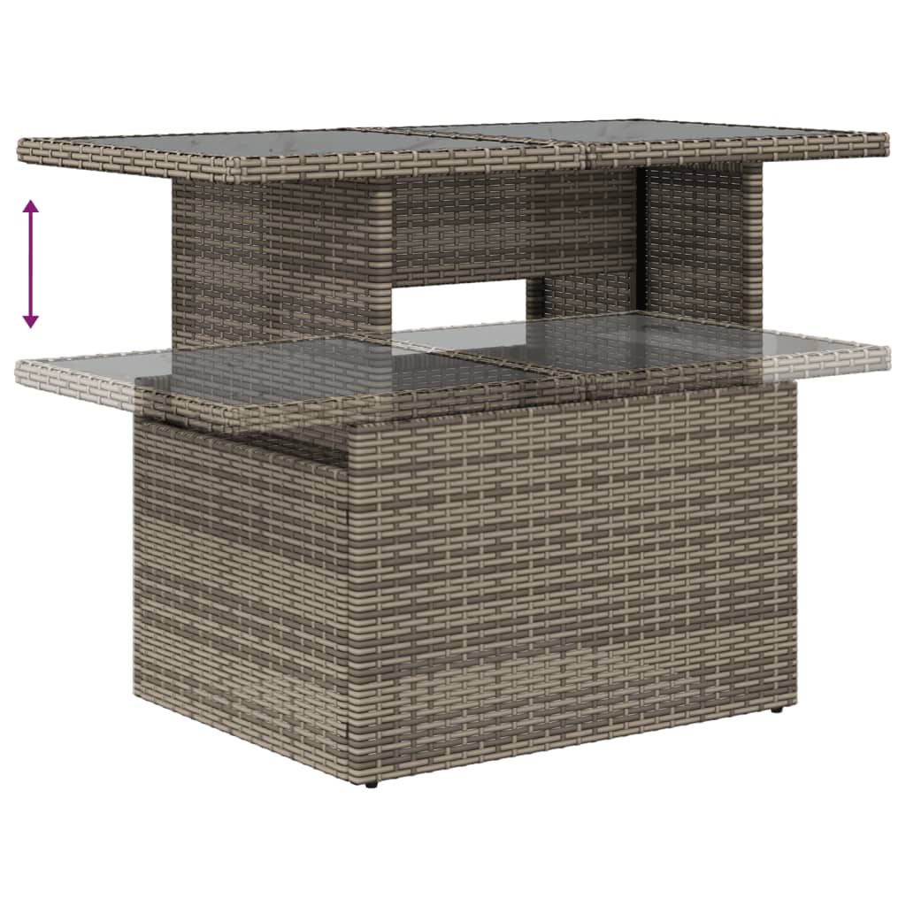 10-teiliges Gartensofa-Set mit Kissen, grau, Polyrattan