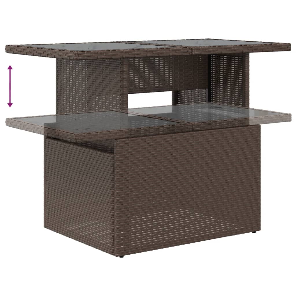 11-teiliges Gartensofa-Set mit Kissen, braun, Polyrattan