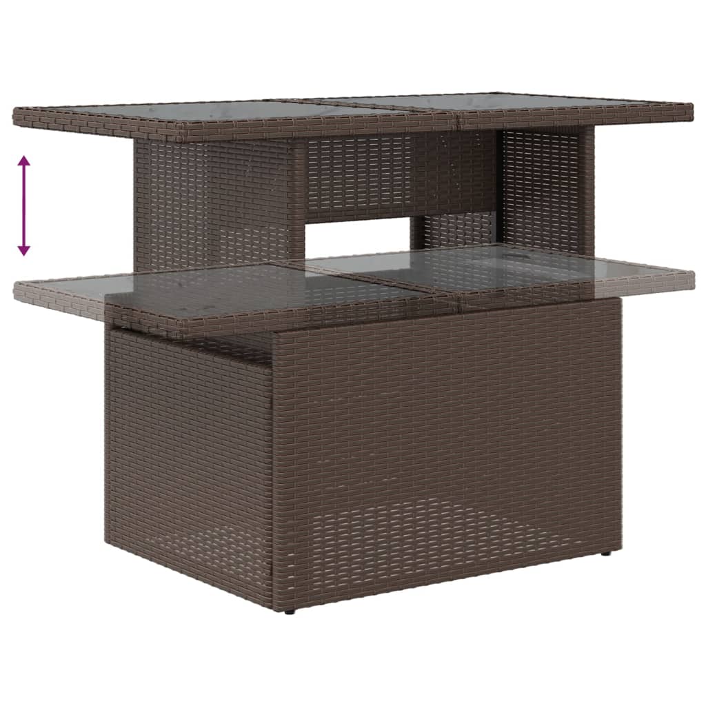 5-teiliges Gartensofa-Set mit Kissen, braun, Polyrattan