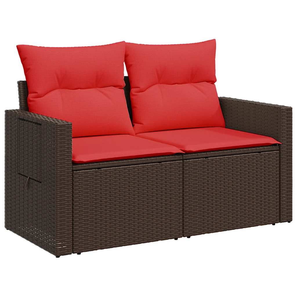7-teiliges Gartensofa-Set mit Kissen, braun, Polyrattan