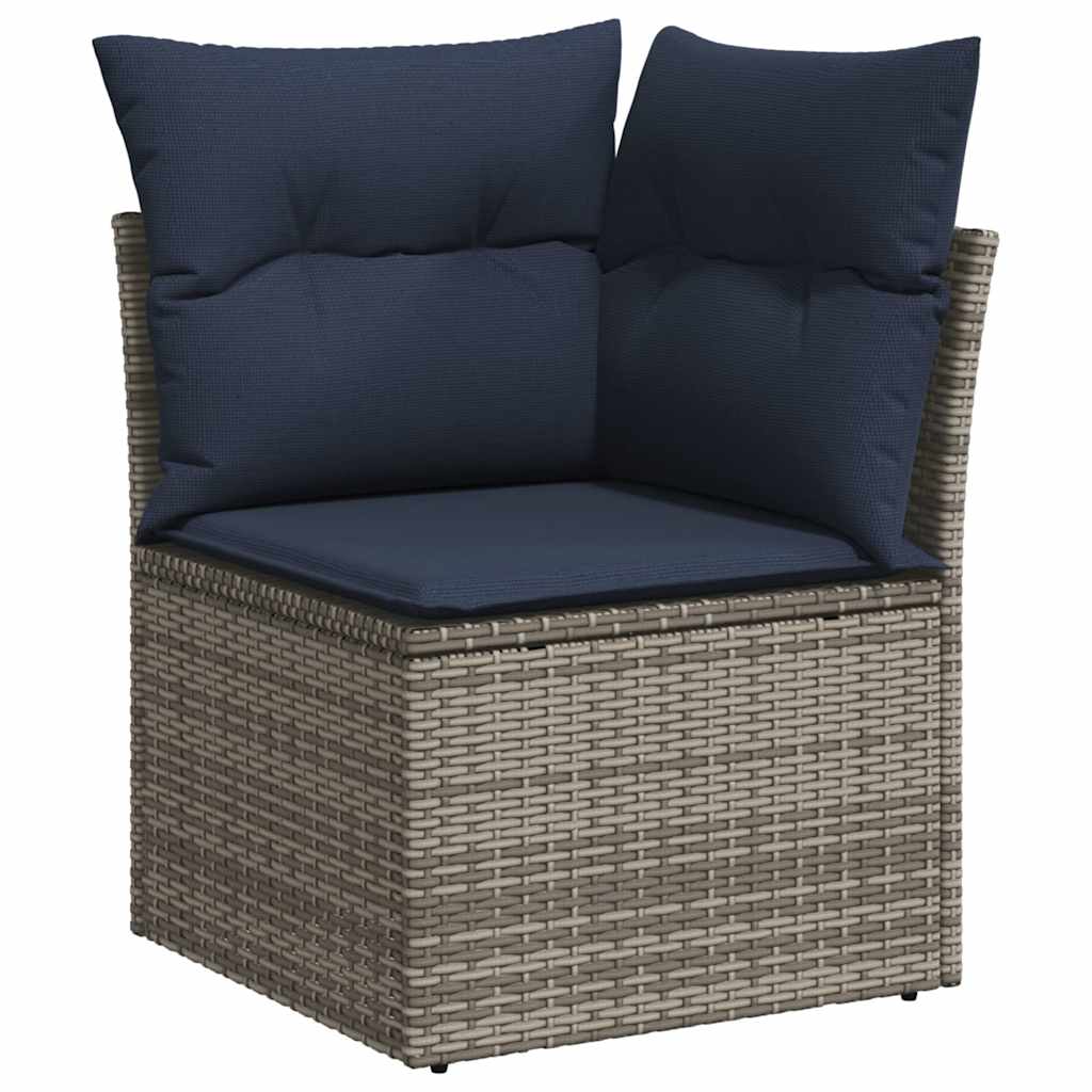 7-teiliges Gartensofa-Set mit Kissen, grau, Polyrattan