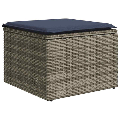 8-teiliges Gartensofa-Set mit Kissen, grau, Polyrattan
