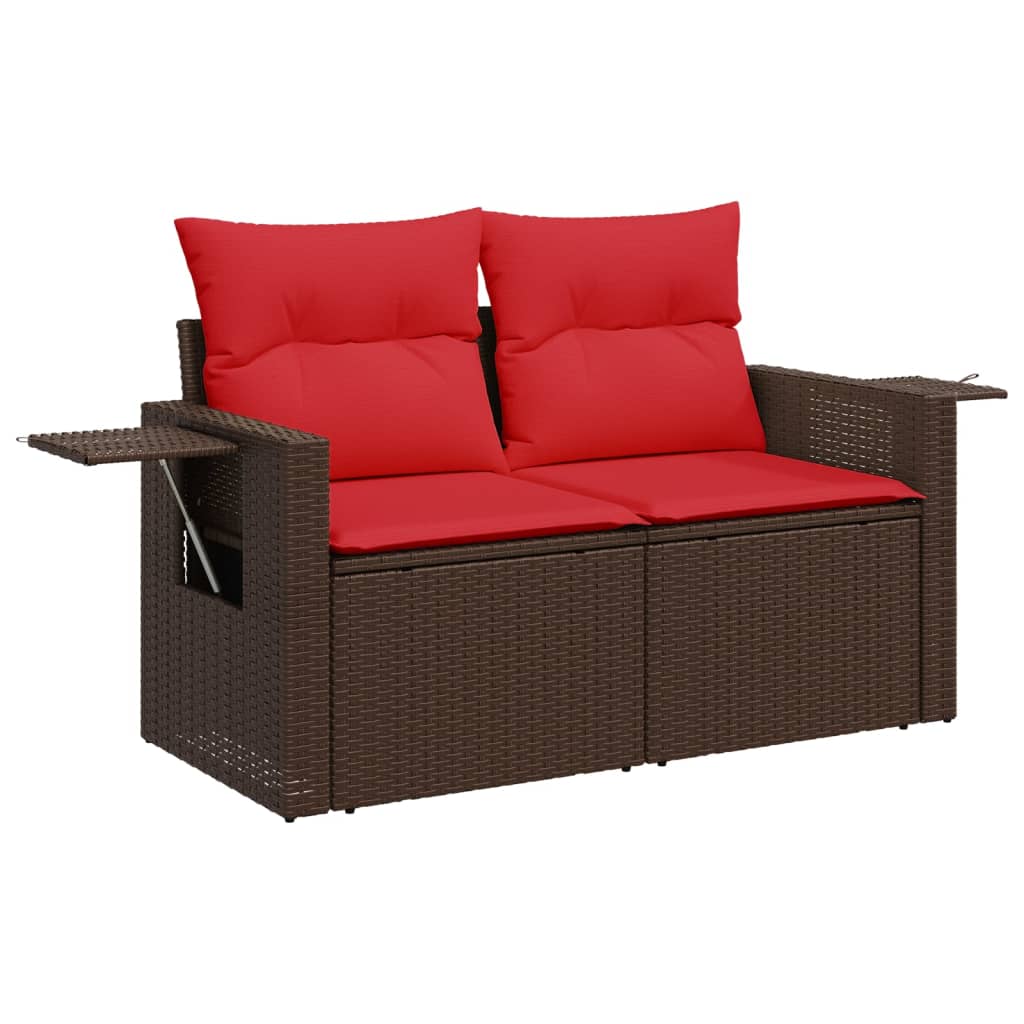 5-teiliges Gartensofa-Set mit Kissen, braun, Polyrattan
