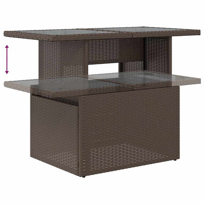 7-teiliges Gartensofa-Set mit Kissen, braun, Polyrattan