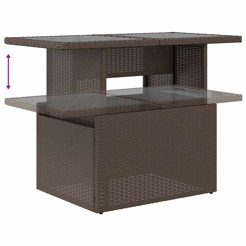 7-teiliges Gartensofa-Set mit Kissen, braun, Polyrattan