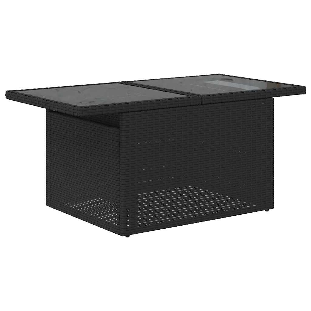 8-teiliges Gartensofa-Set mit Kissen, schwarzes Polyrattan