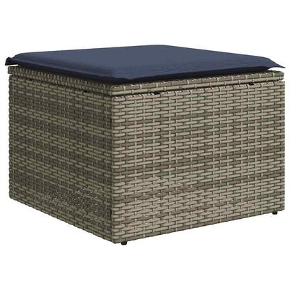 6-teiliges Gartensofa-Set mit Kissen, grau, Polyrattan