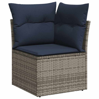11-teiliges Gartensofa-Set mit Kissen, grau, Polyrattan
