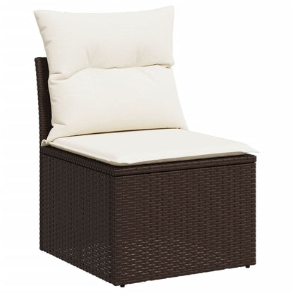 5-tlg. Garten-Sofagarnitur mit Kissen Braun Poly Rattan