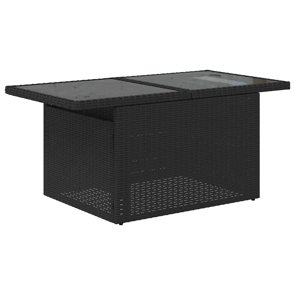 5-teiliges Gartensofa-Set mit Kissen, schwarzes Polyrattan