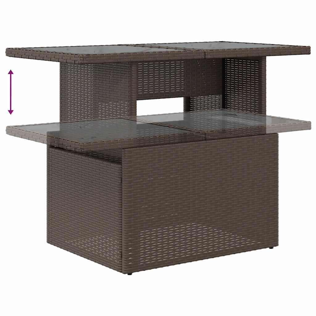 7-teiliges Gartensofa-Set mit Kissen, braun, Polyrattan